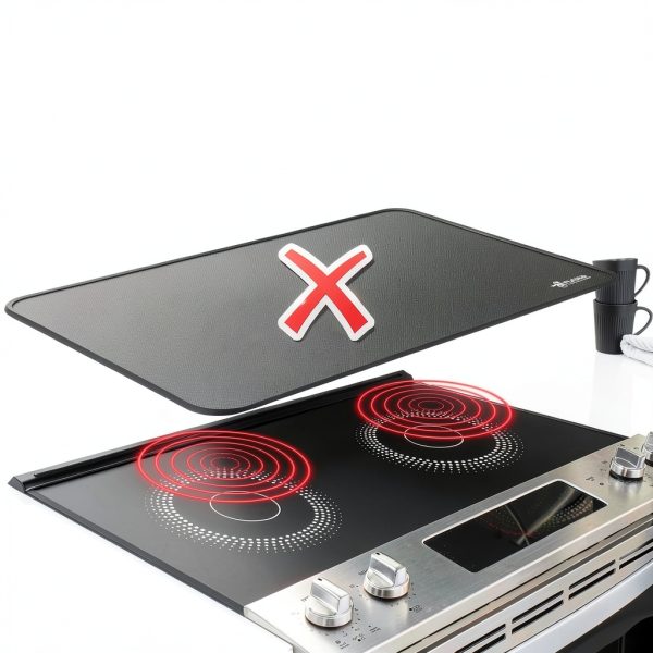 FLASLD Fireproof and Waterproof Stove Covers, Electric Stove Mat, Glass Top Protector - Ceramic Glass Cooktop - Flat Top Oven - Black-2024 inch-4