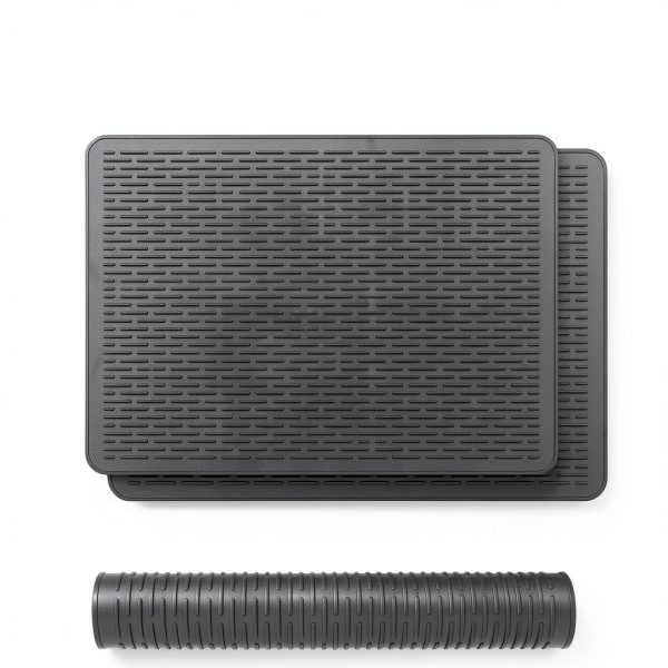 Stove Top Cover for Electric Stove, Dish Drying Mat for Kitchen, Glass Cooktop Protector, Heat Resistant Waterproof Foldable Anti-Slip Silicone Mat (Black, 30''L x 21''W)-1