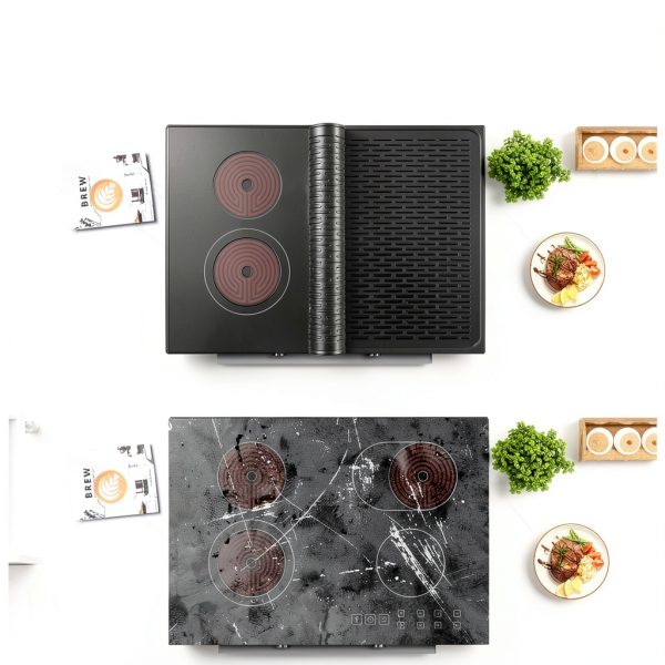 Stove Top Cover for Electric Stove, Dish Drying Mat for Kitchen, Glass Cooktop Protector, Heat Resistant Waterproof Foldable Anti-Slip Silicone Mat (Black, 30''L x 21''W)-2