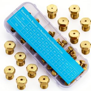 36Pcs Range Stove Oven Orifice Conversion Kit, Propane Lp Natural Gas Brass Jet Burner Nozzle Replacement Parts M6x0.75 mm Gas Spray Tip 0.3/0.4/0/7/0.8/0.9/1.0/1.1/1.2/1.5/1.7/1.9mm-0