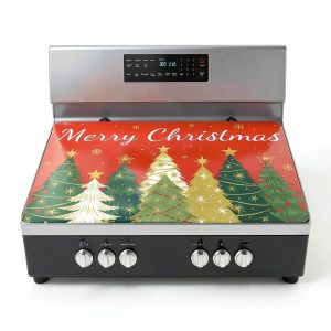 Christmas Trees Stove Cover Seimip Silicone Cooktop Mat Red-0