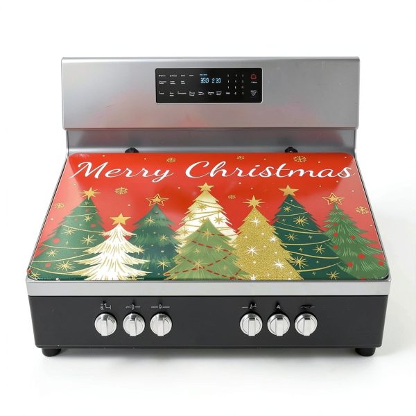 Christmas Trees Stove Cover Seimip Silicone Cooktop Mat Red-0