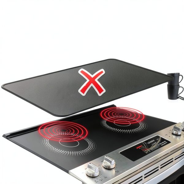 FLASLD Fireproof Stove Top Cover 21x29.5in Black Glass Protector-2