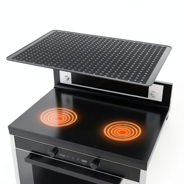 Stove Top Cover for Electric Stove, Dish Drying Mat for Kitchen, Glass Cooktop Protector, Heat Resistant Waterproof Foldable Anti-Slip Silicone Mat (Black, 30''L x 21''W)-6
