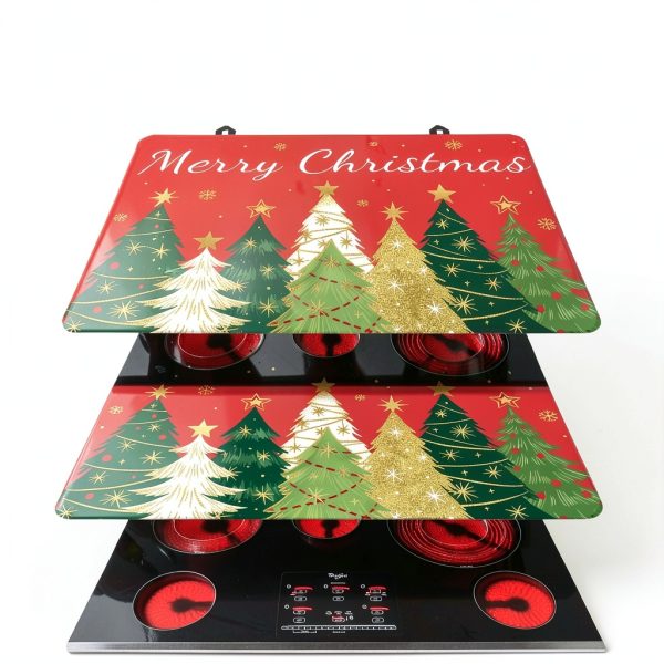 Christmas Trees Stove Cover Seimip Silicone Cooktop Mat Red-1